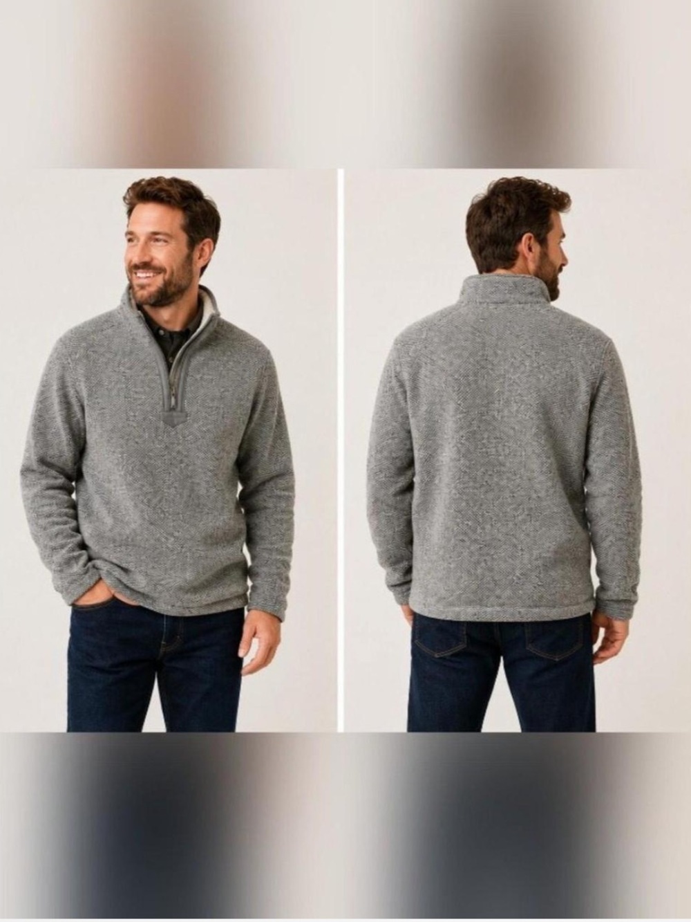 Orvis Heather Gray Half-Zip Pullover Sweater